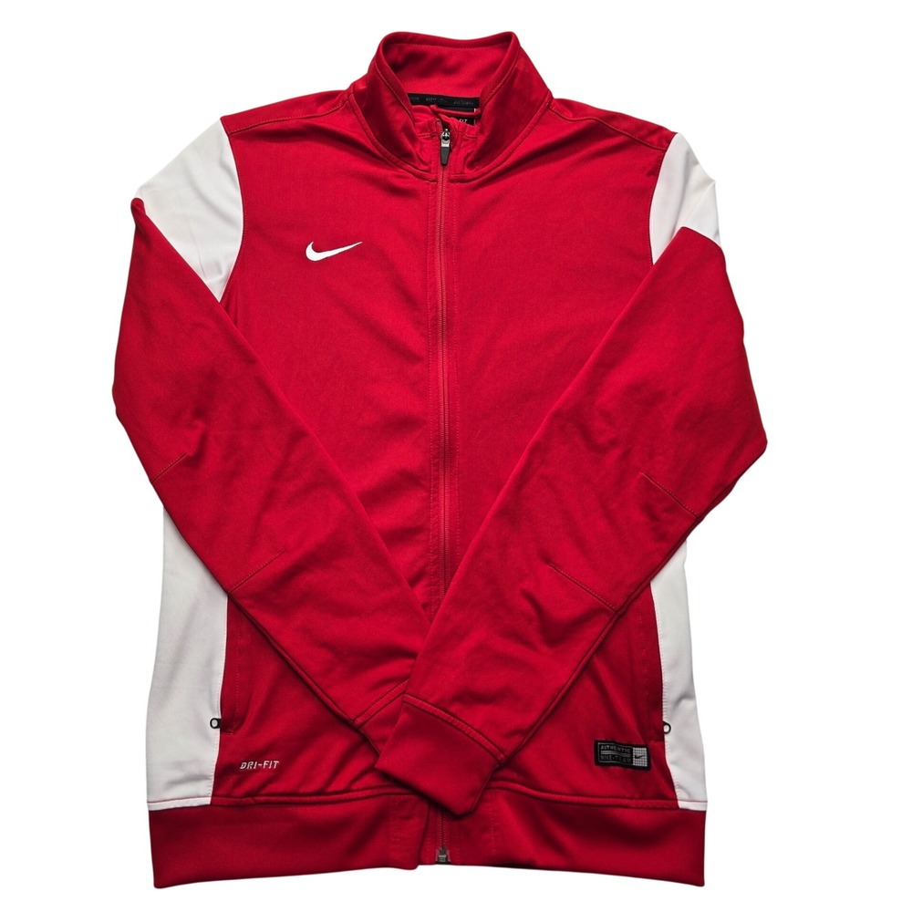 Nike Dri-FIT Soccer Track Jacket Red White Full Zip Training Mens Large